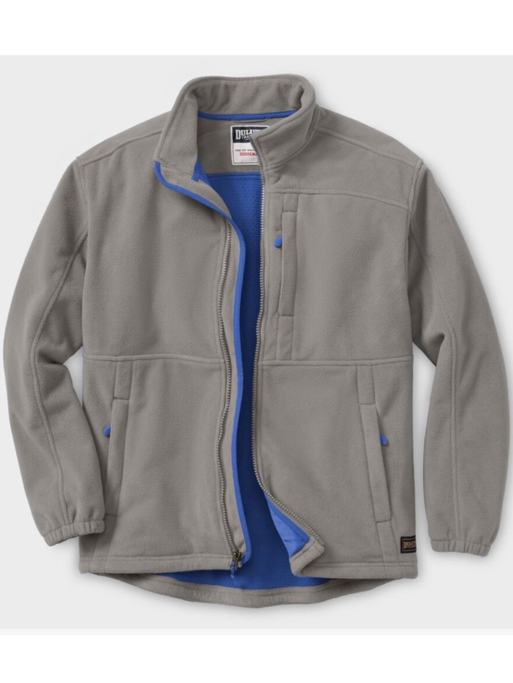 Duluth Trading Gray w/ Blue Lining Shoreman’s Fleece Gridlock Jacket, [Size 3XL]